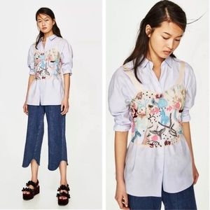 Zara Embroidered Mesh Crop Top Bustier